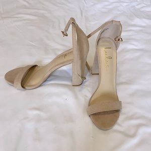 Lulus Natural Suede 4” Block Heels- Never Worn